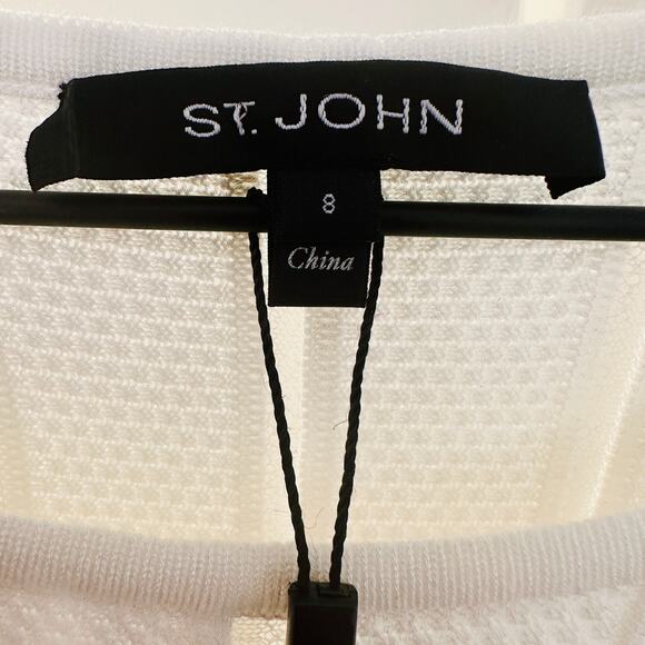 $995 ST JOHN NWT Designer Neutral Cream White Knit Lined Dress – Size 8 - Picture 7 of 10
